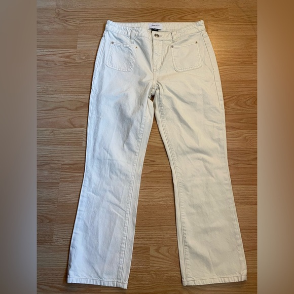 Current Elliott Womens High-Waist Crop Boot Cut Denim Pants Jean Cream Sz 28 - Picture 1 of 3